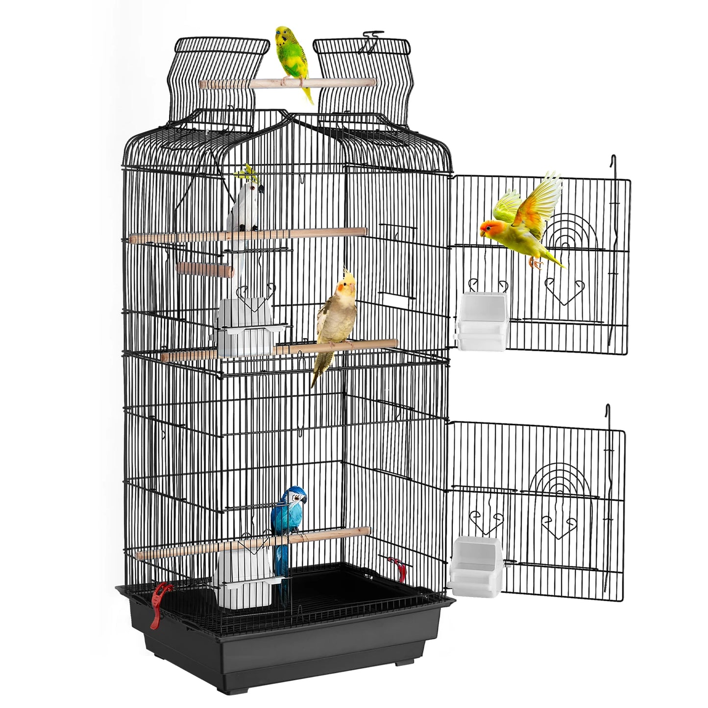SucceBuy Travel Hanging Parrot Bird Cage with Swing and Perch