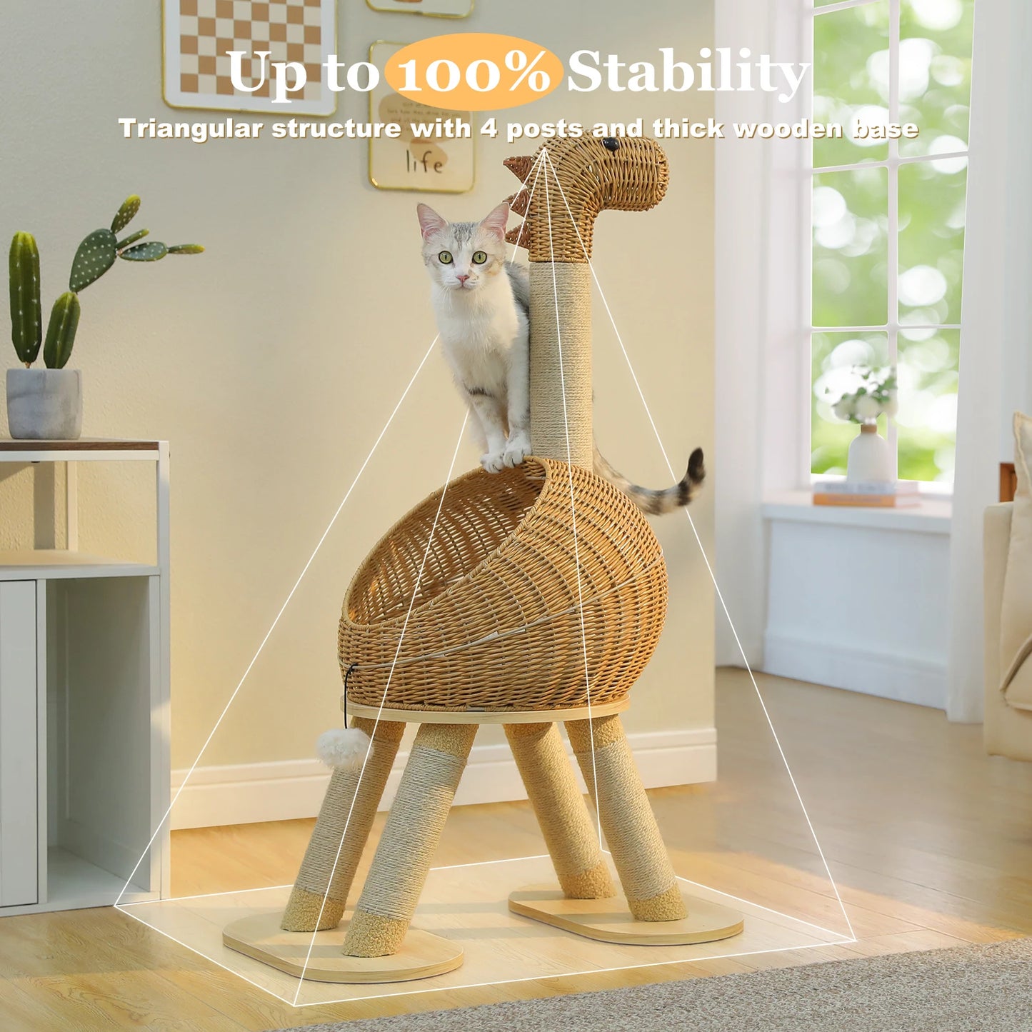 PAWZ Road Dinosaur Cat Tree Tower With Sisal Scratching Posts