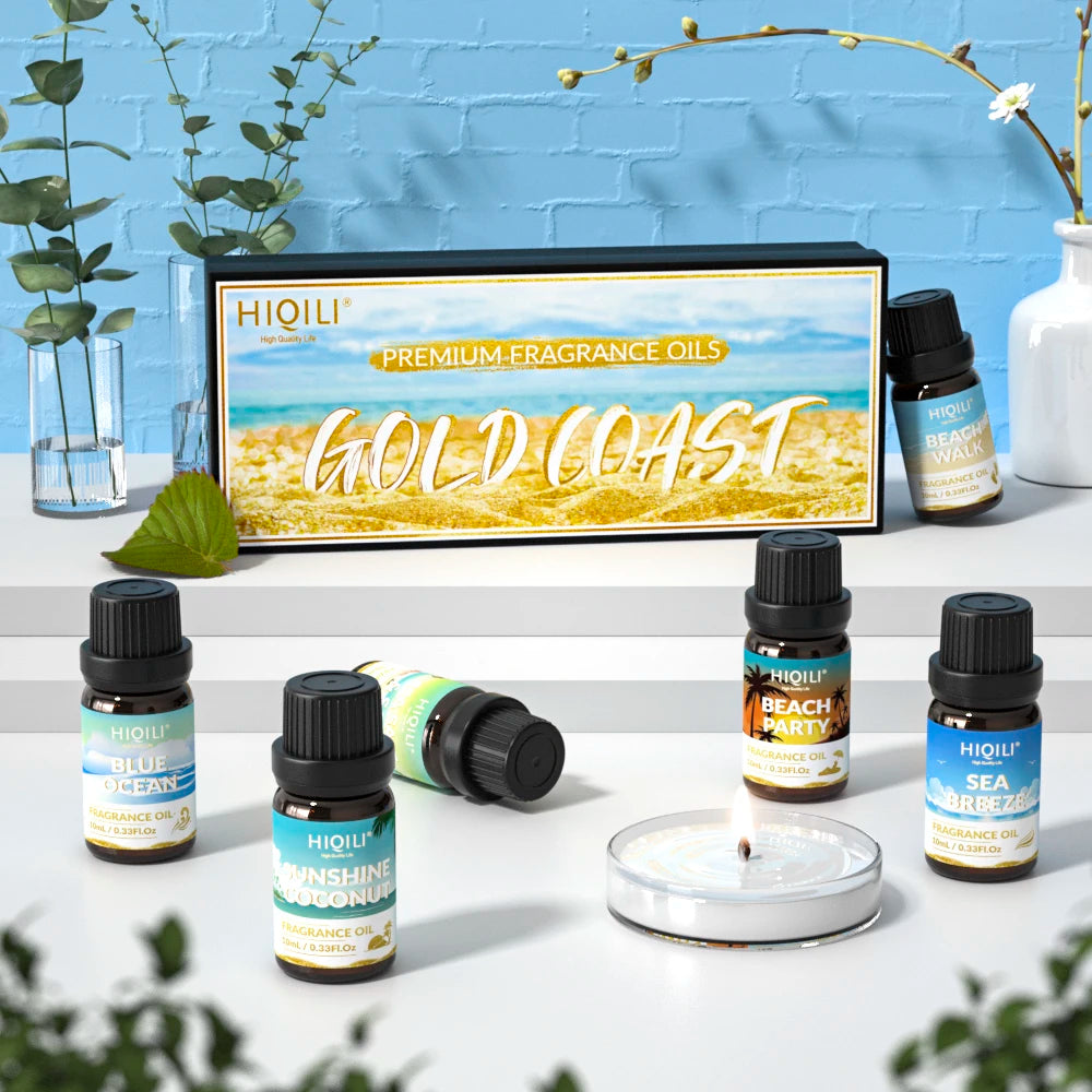 Hiqili Gold Coast Fragrance Oil Gift Set For Aromatherapy