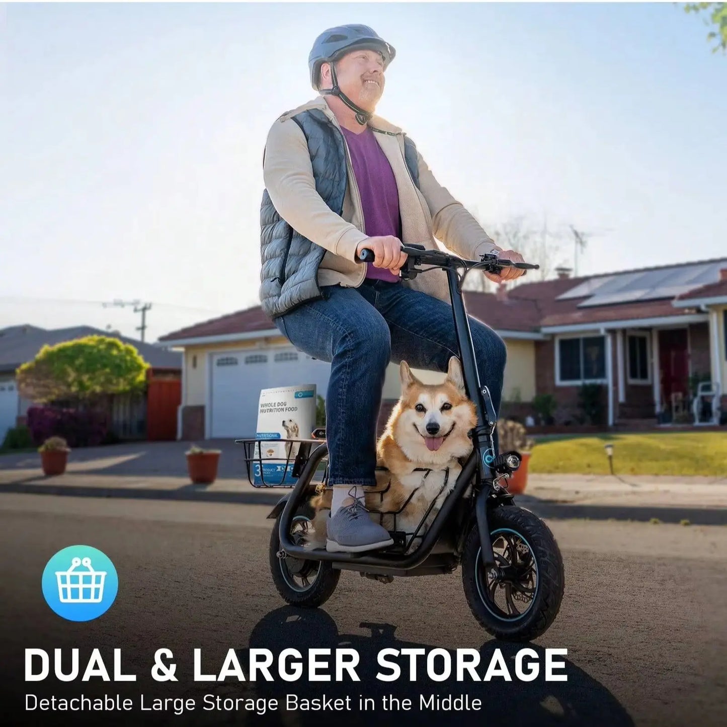 Gyroor Foldable Electric Scooter With Basket 20 Mile Range