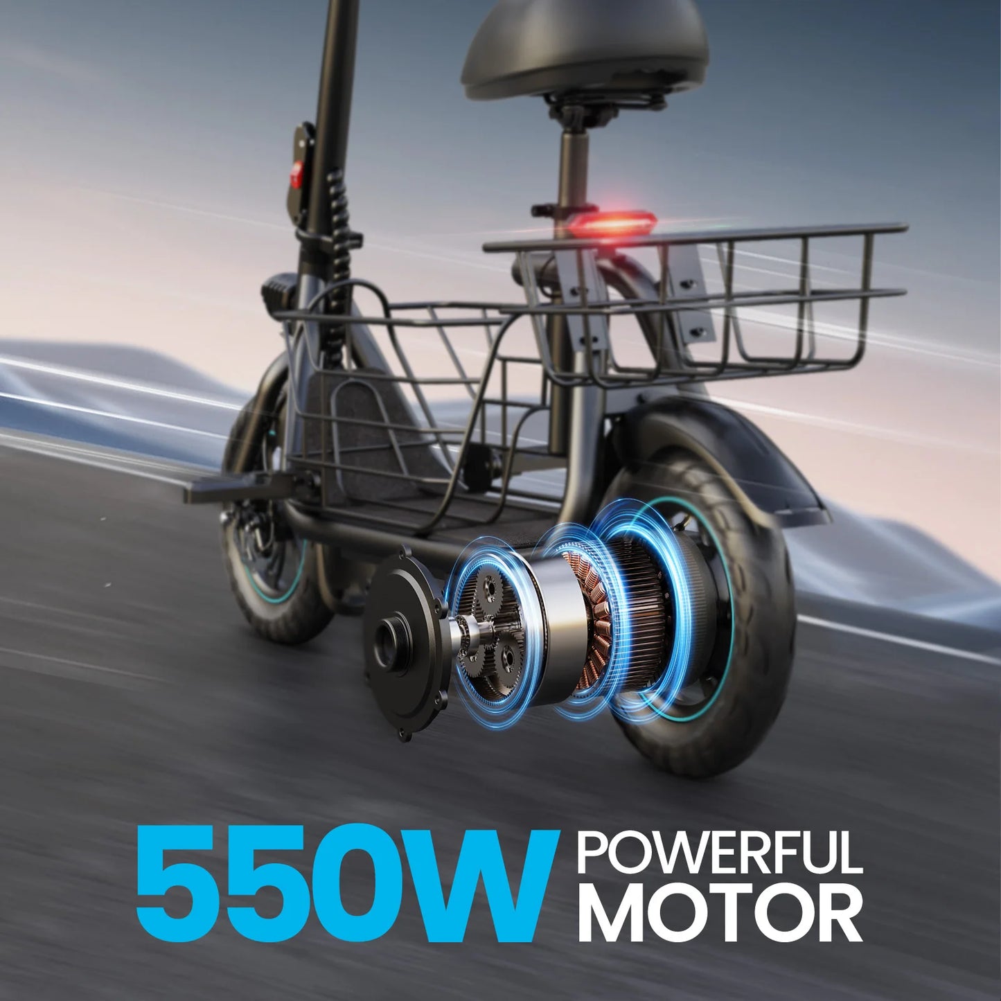 Gyroor Foldable Electric Scooter With Basket 20 Mile Range