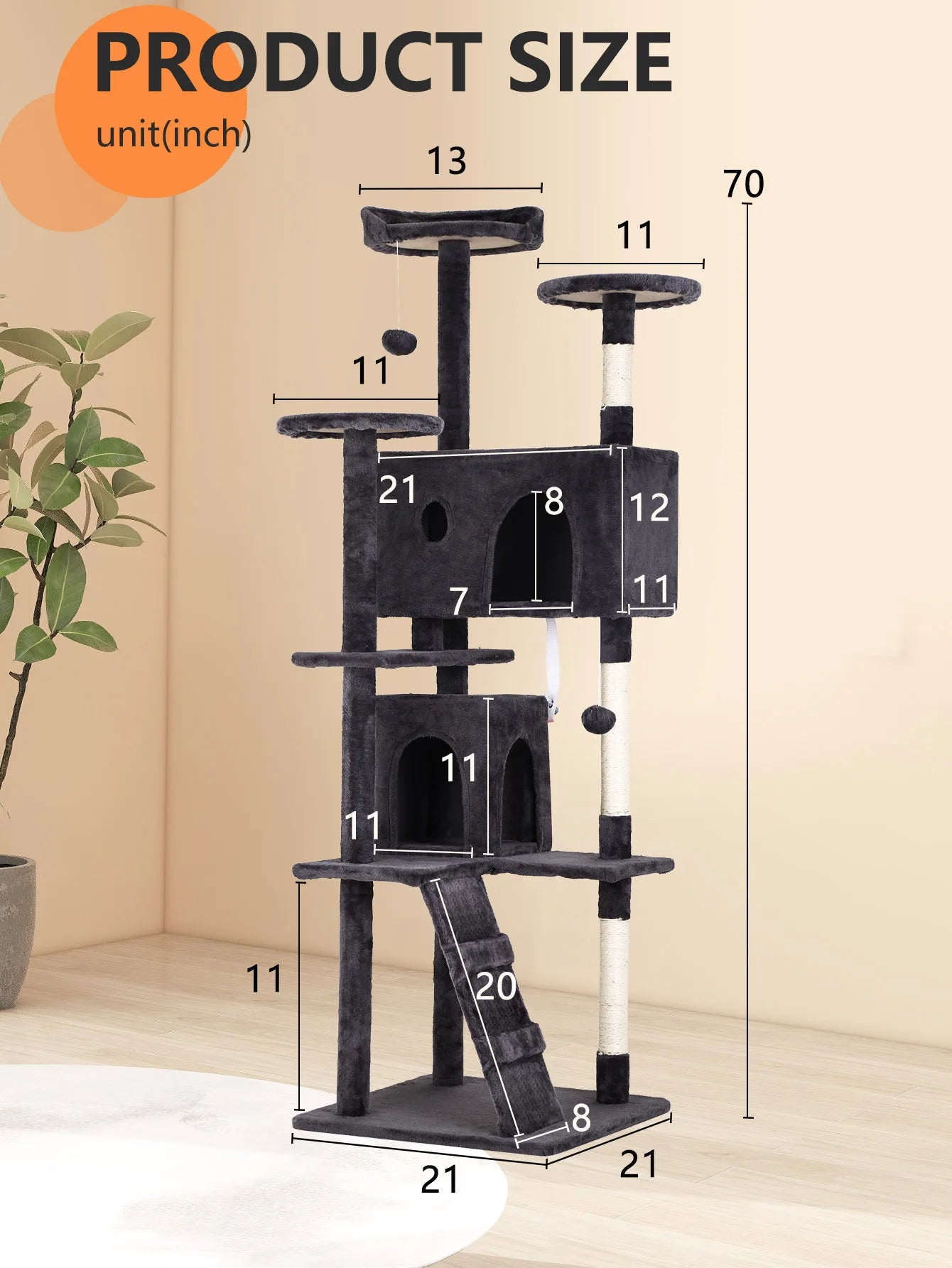 Elegant Multi Level Cat Tower With Sisal Scratching Posts
