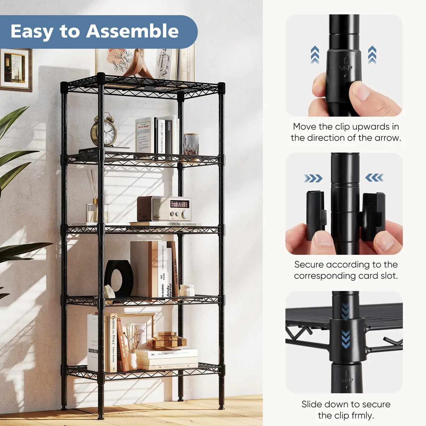 JHK Adjustable Metal Wire Storage Shelves For Home Organization