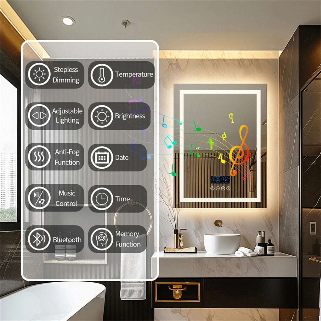 Borwart Smart Led Bathroom Mirror With Bluetooth Speaker And Antifog