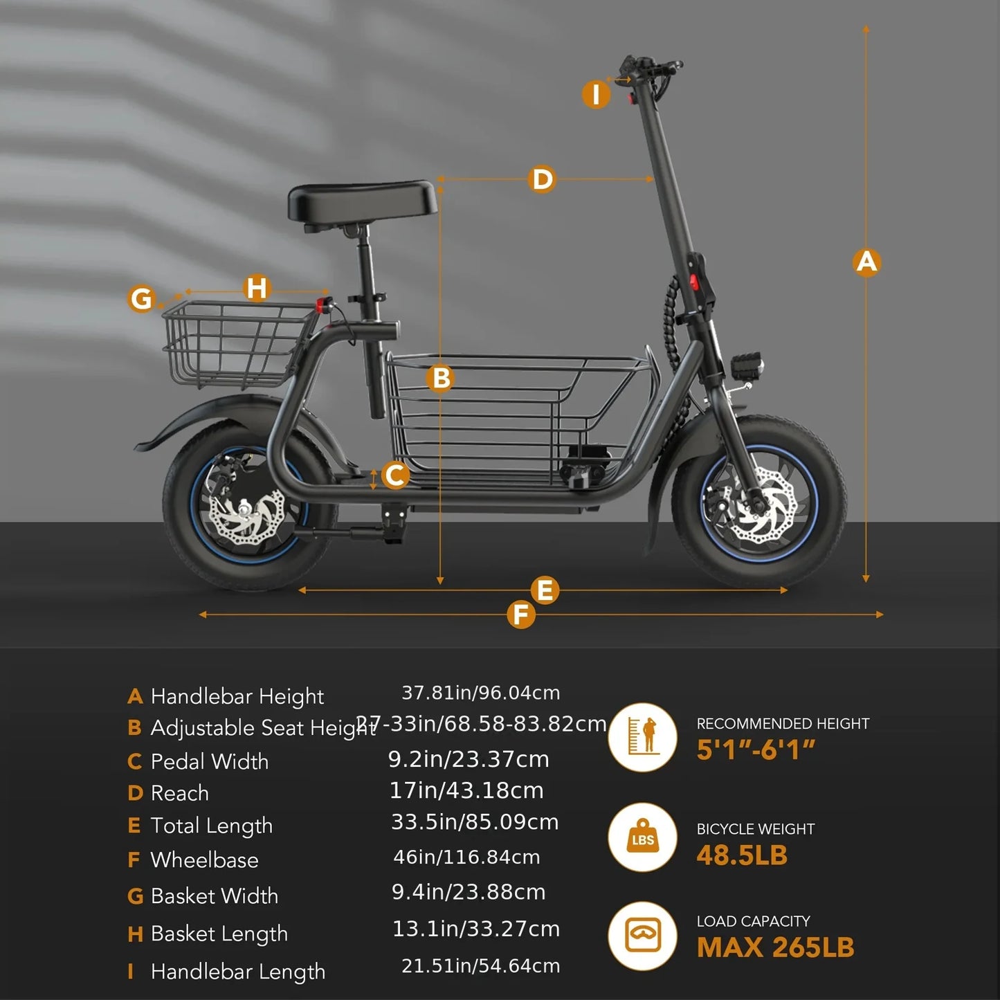 Gyroor Foldable Electric Scooter With Basket 20 Mile Range