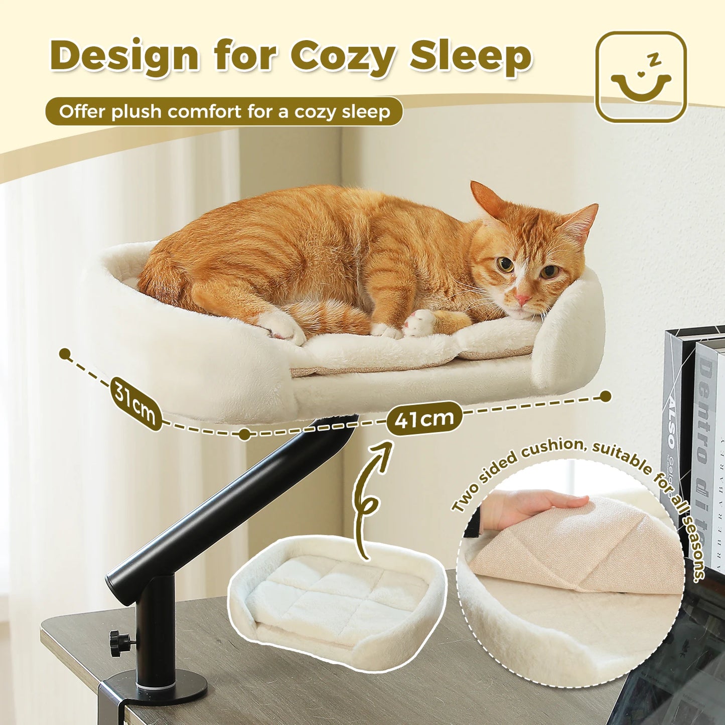 PAWZ Road Rotatable Cat Desk Bed Adjustable Plush Hammock