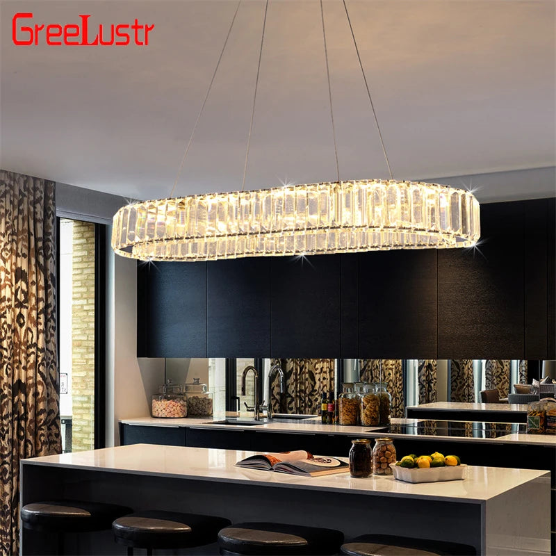 GreeLustr K9 Crystal Oval Ring LED Chandelier Lighting