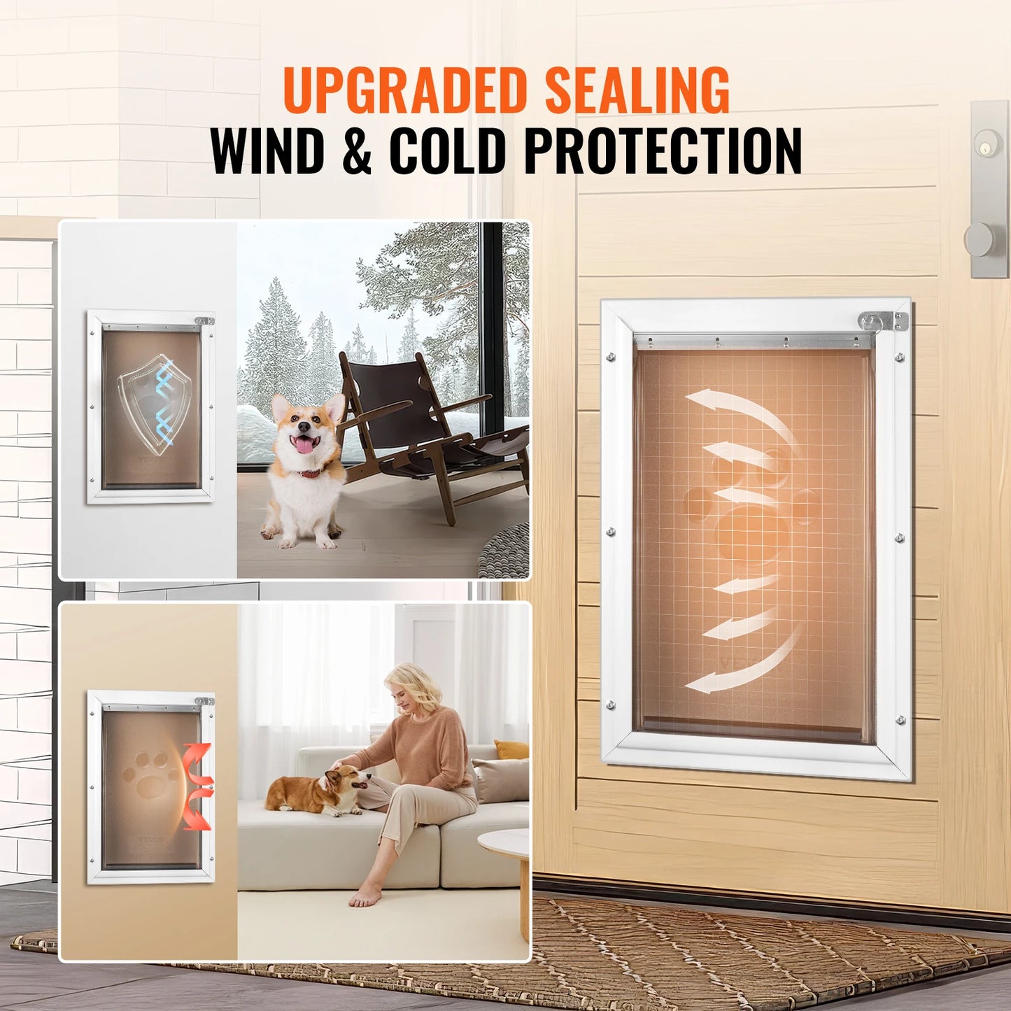 Interior Exterior Weatherproof Aluminum Pet Door With Secure Flap
