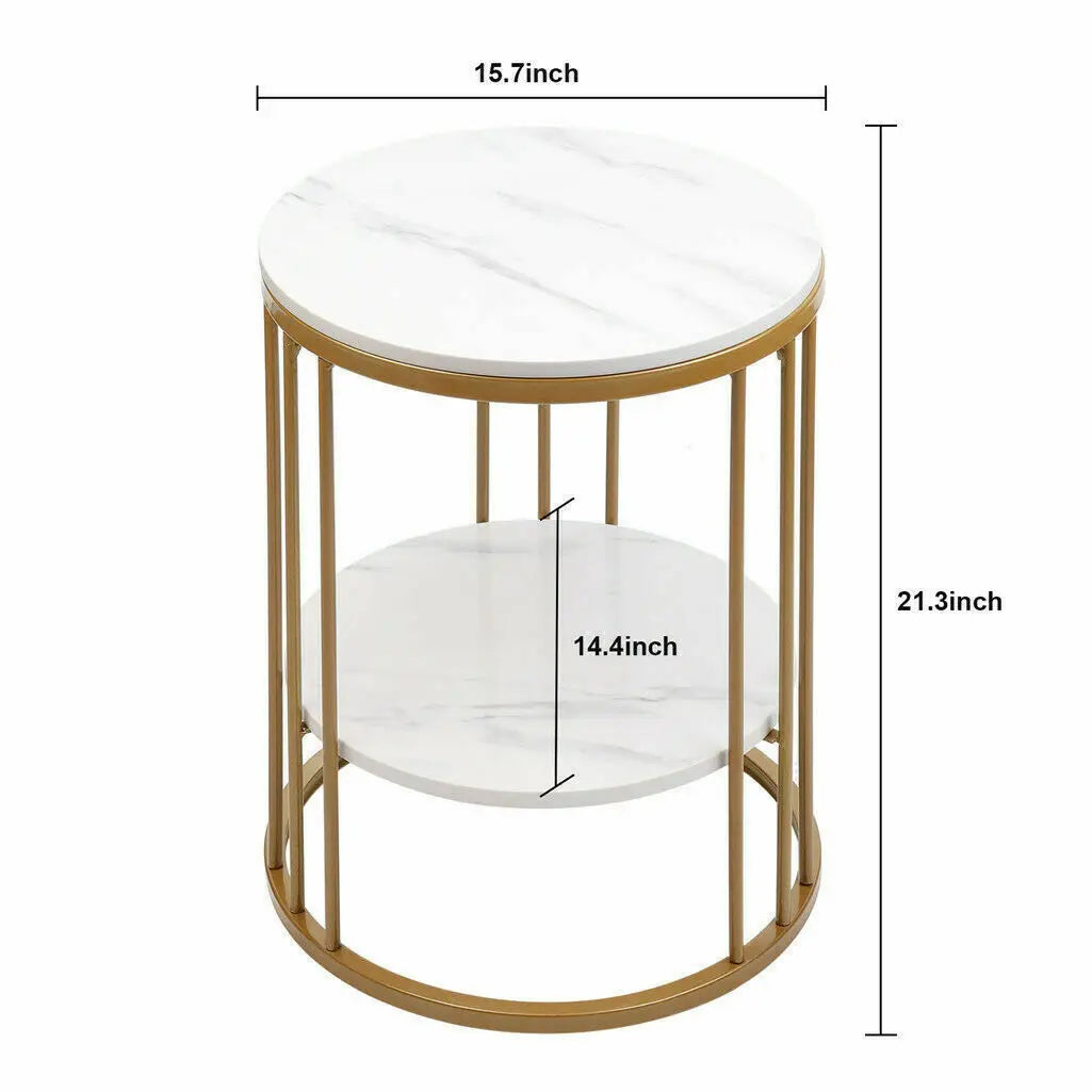 Wisfor Two Tier Marble Side Table With Jewelry Storage