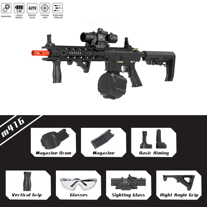 M4 Electric Gel Ball Toy Rifle Featuring Dual Operation Modes