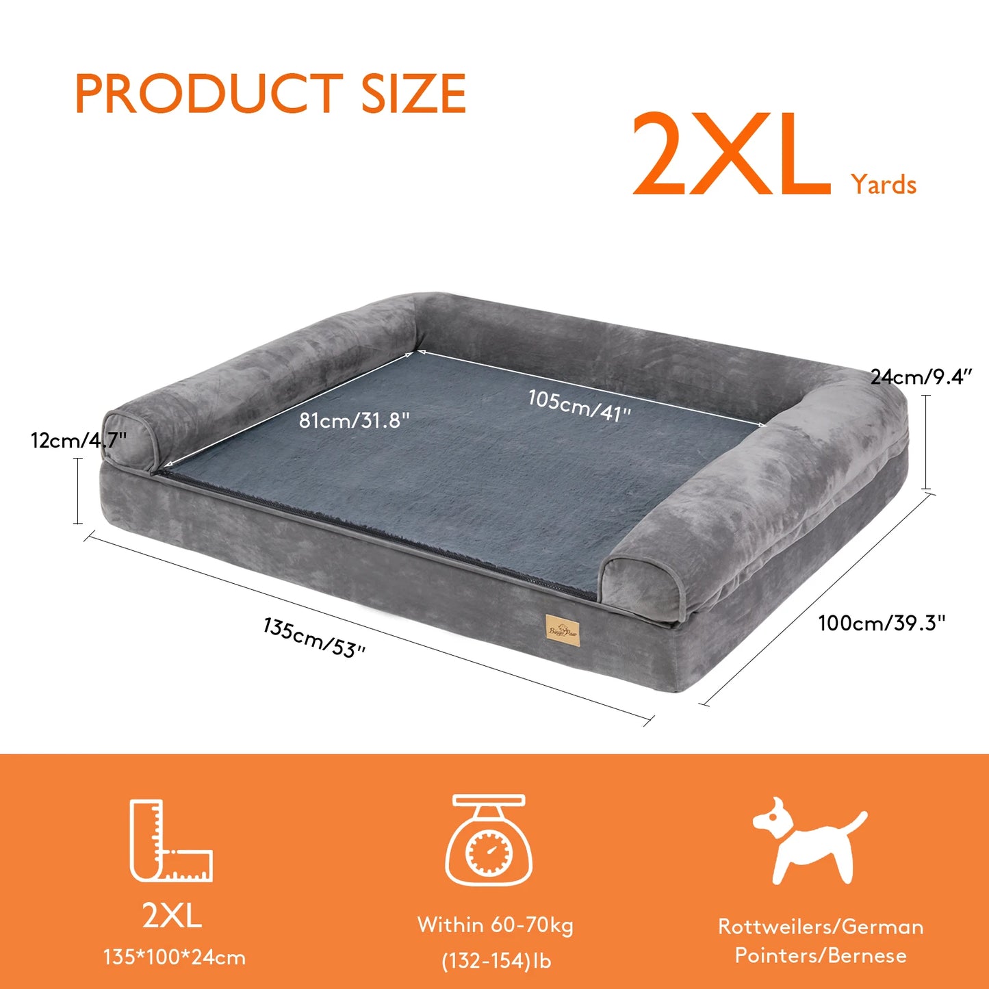 Bingopaw Orthopedic Dog Bed With Removable Washable Cotton Cover