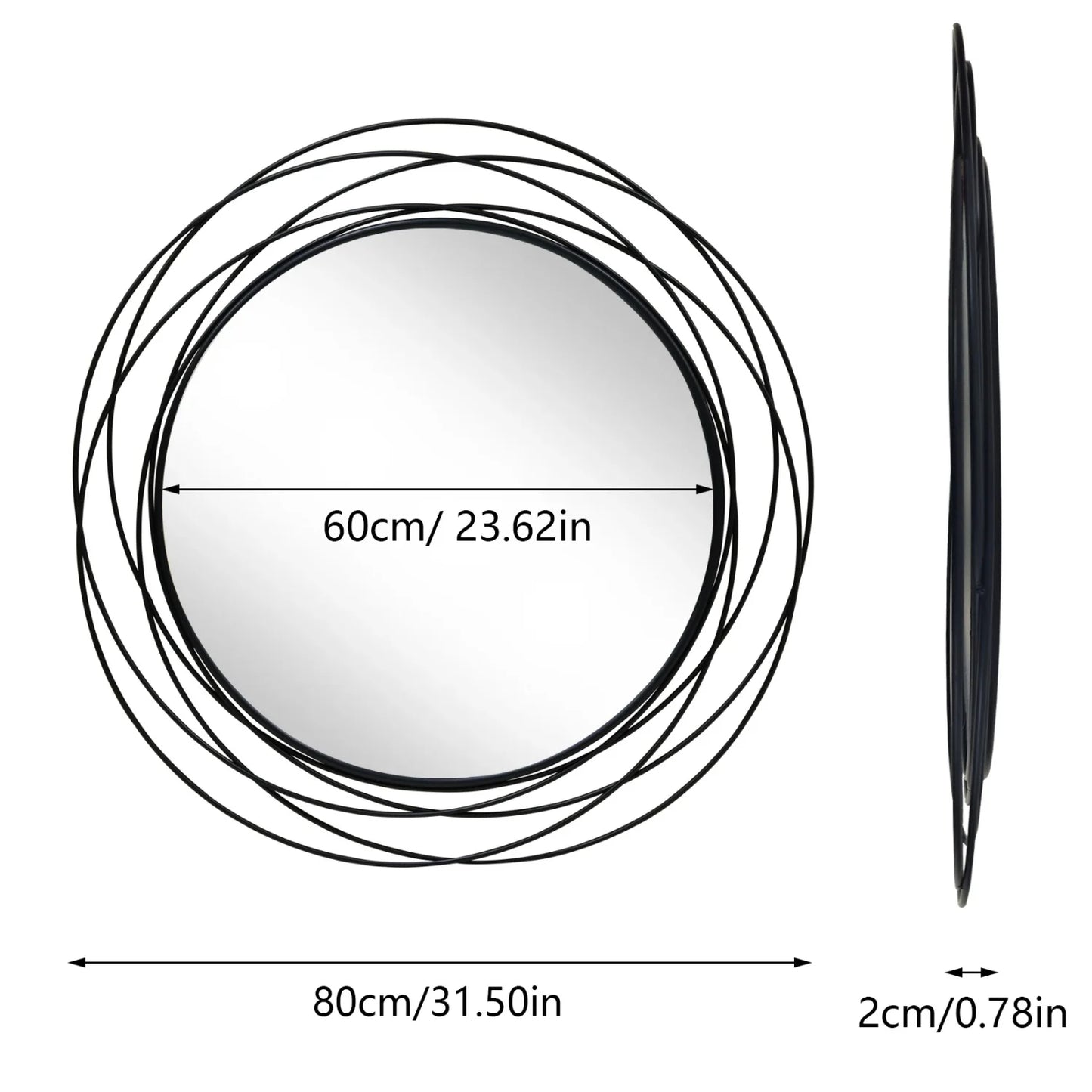 Round Iron Wire Frame Decorative Wall Mirror For Modern Home