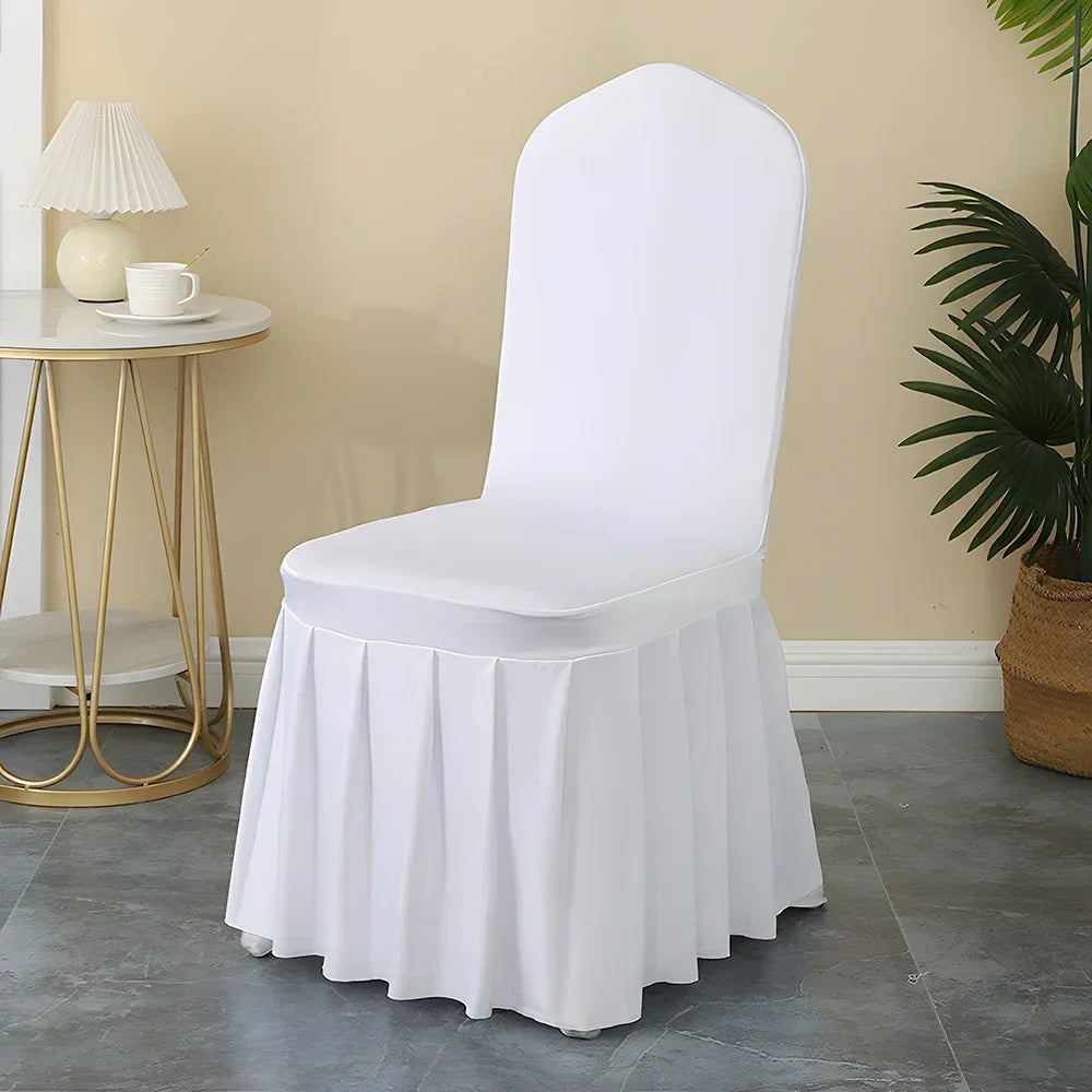 Elastic Pleated Spandex Chair Covers For Hotel Banquet Weddings