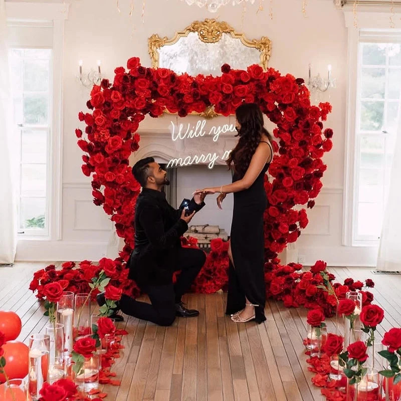 Angela Flower 5D Artificial Rose Heart Stand Wedding Backdrop