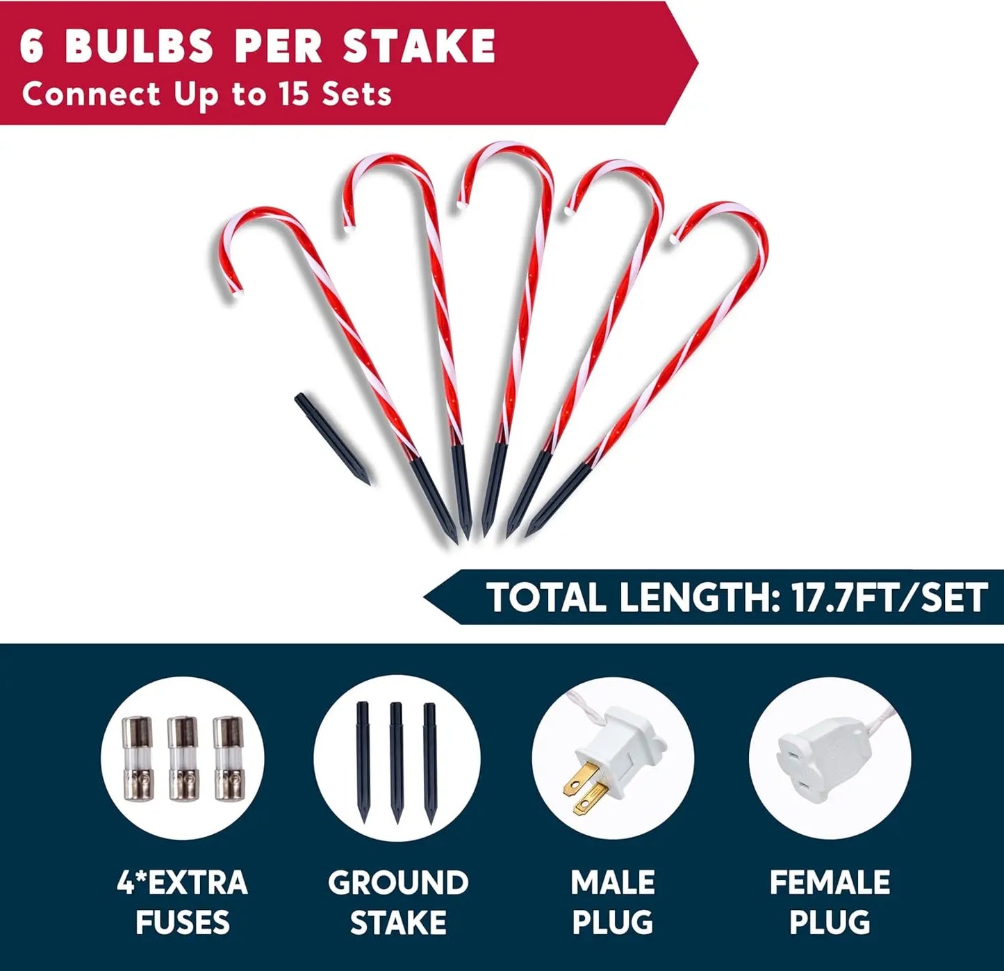 Joyfy Set Of Twelve Pre Lit Candy Cane Pathway Lights