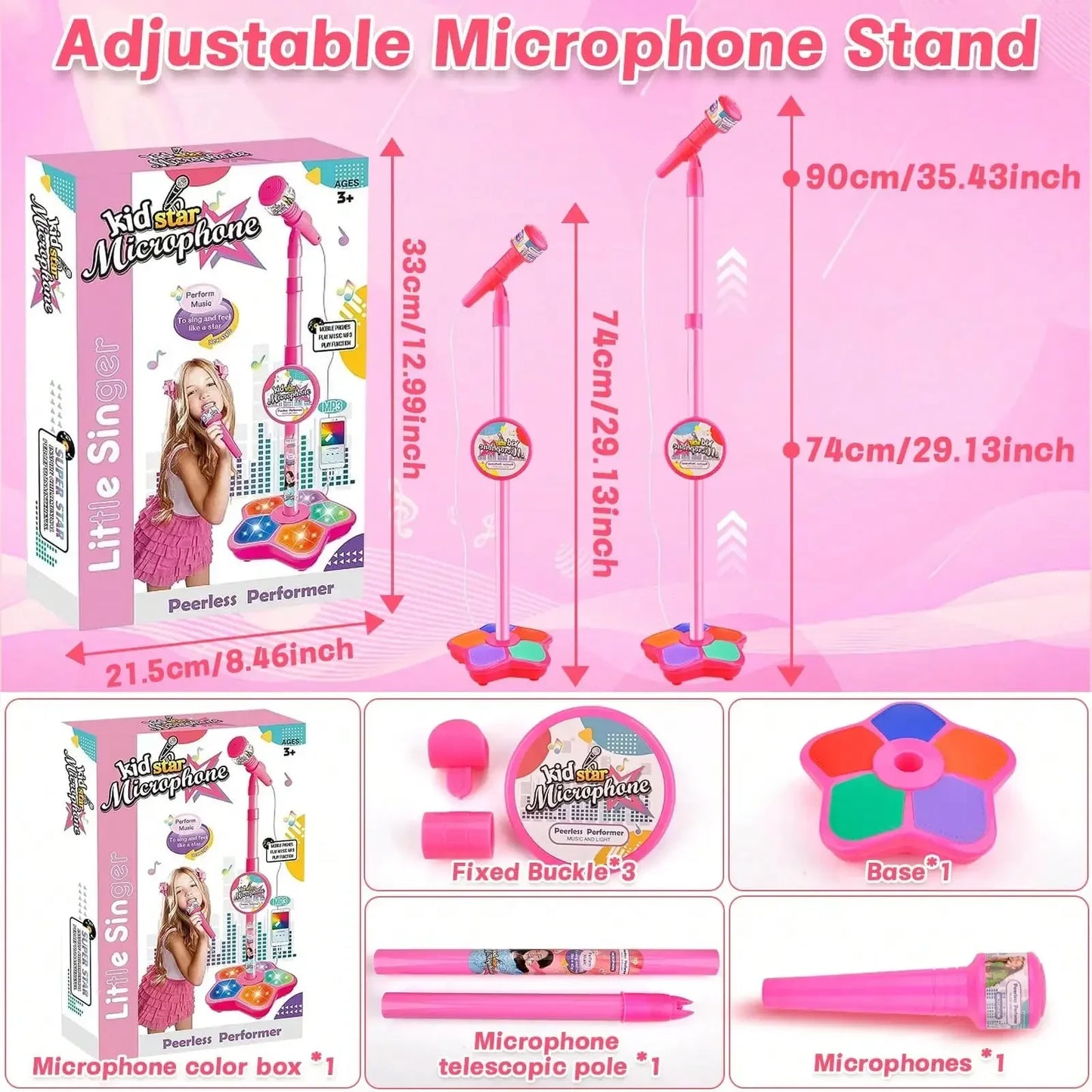 Karaoke Toy Microphone With Stand MP3 MP4 Compatible Adapter