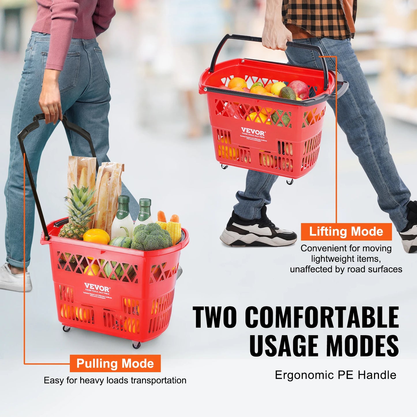 Portable Six Piece Rolling Shopping Carts With Smooth Wheels