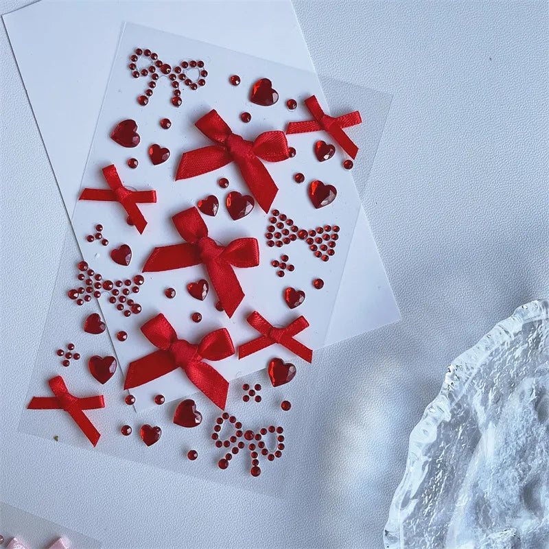 DIY 3D Kpop Heart Bow Photocard Sticker For Scrapbook Journal