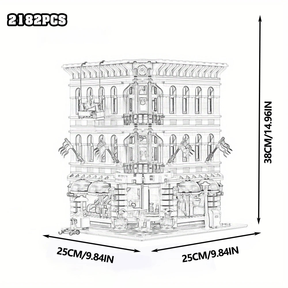 Grand Emporium City House Street View Building Blocks Set With Police Station And Town Hall Models For Display