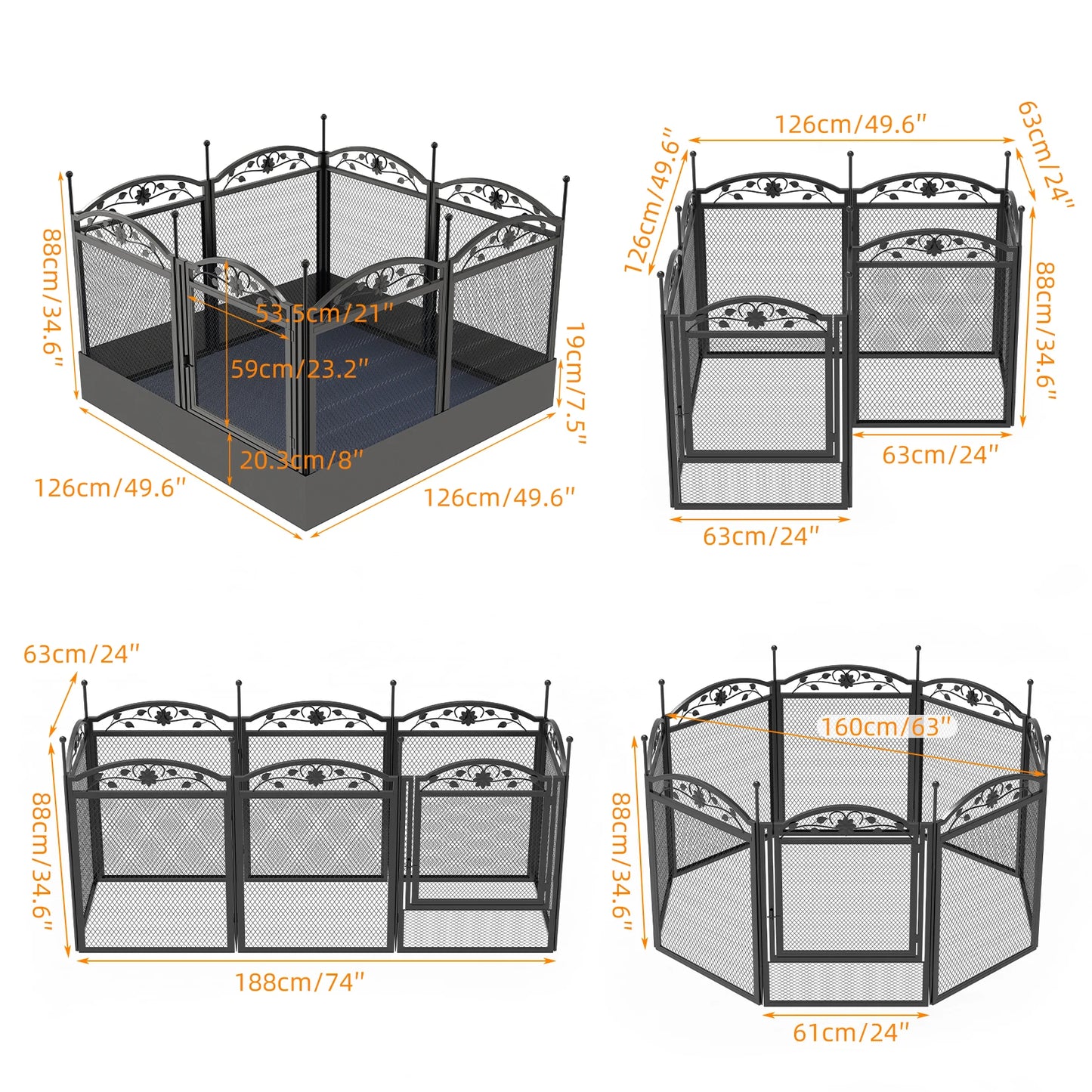 Bingopaw Eight Panel Heavy Duty Metal Dog Playpen With Pad