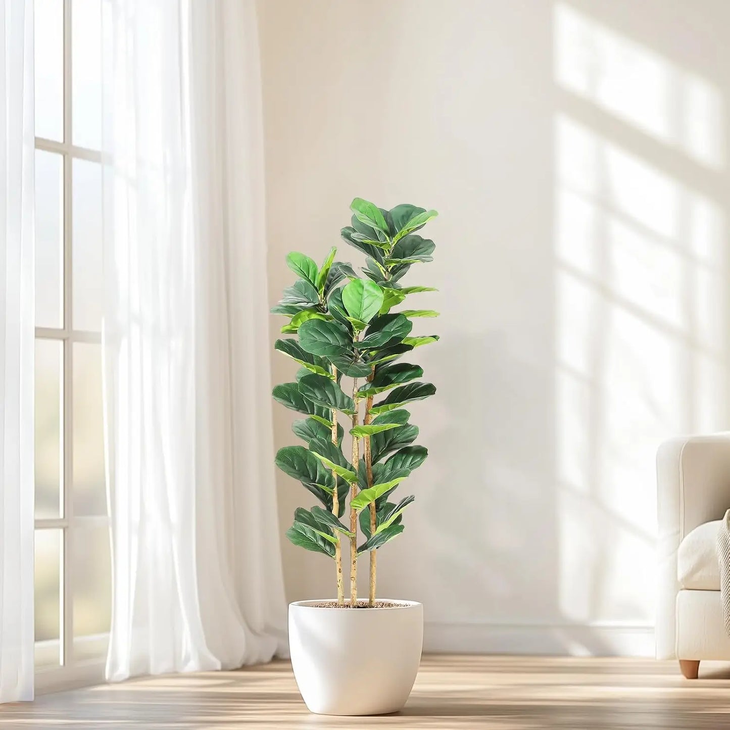 HiMiss Artificial Fiddle Leaf Fig Tree With Decorative Pot