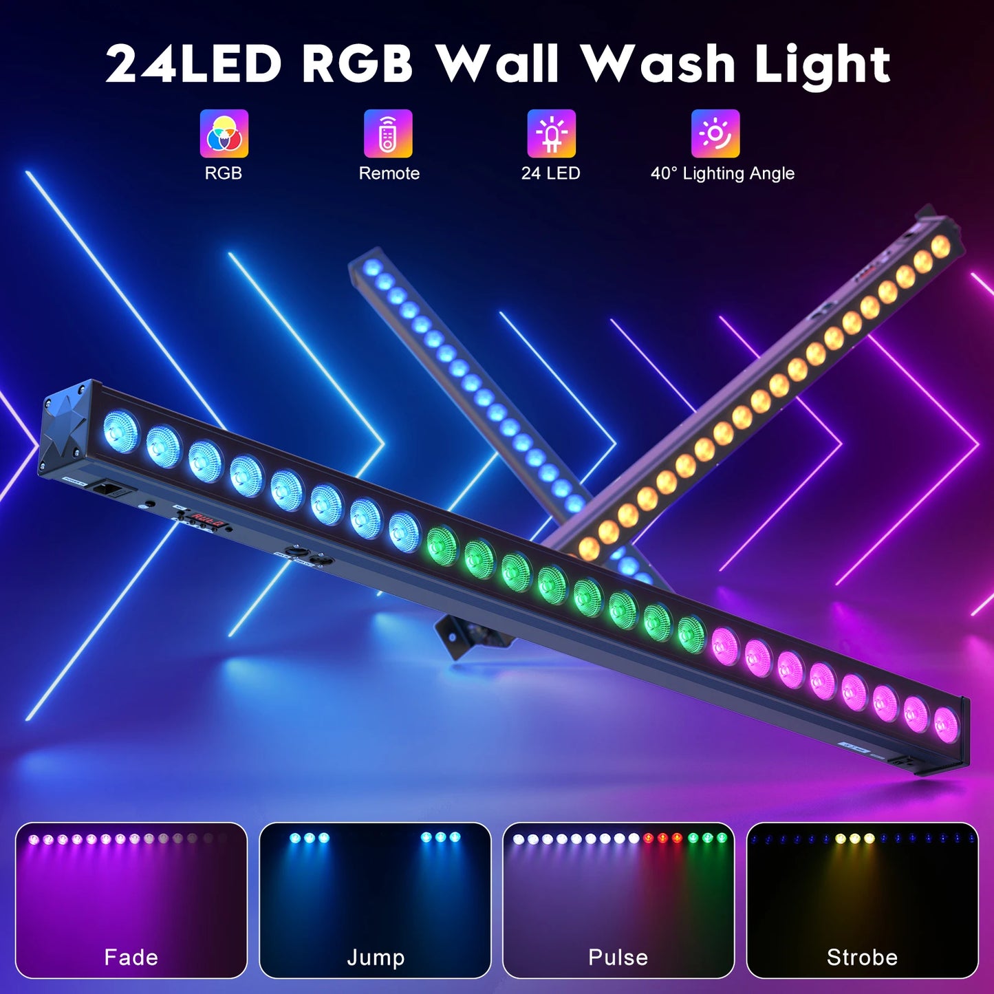 U'King Professional RGB Wall Wash Stage Light Bar With Controller