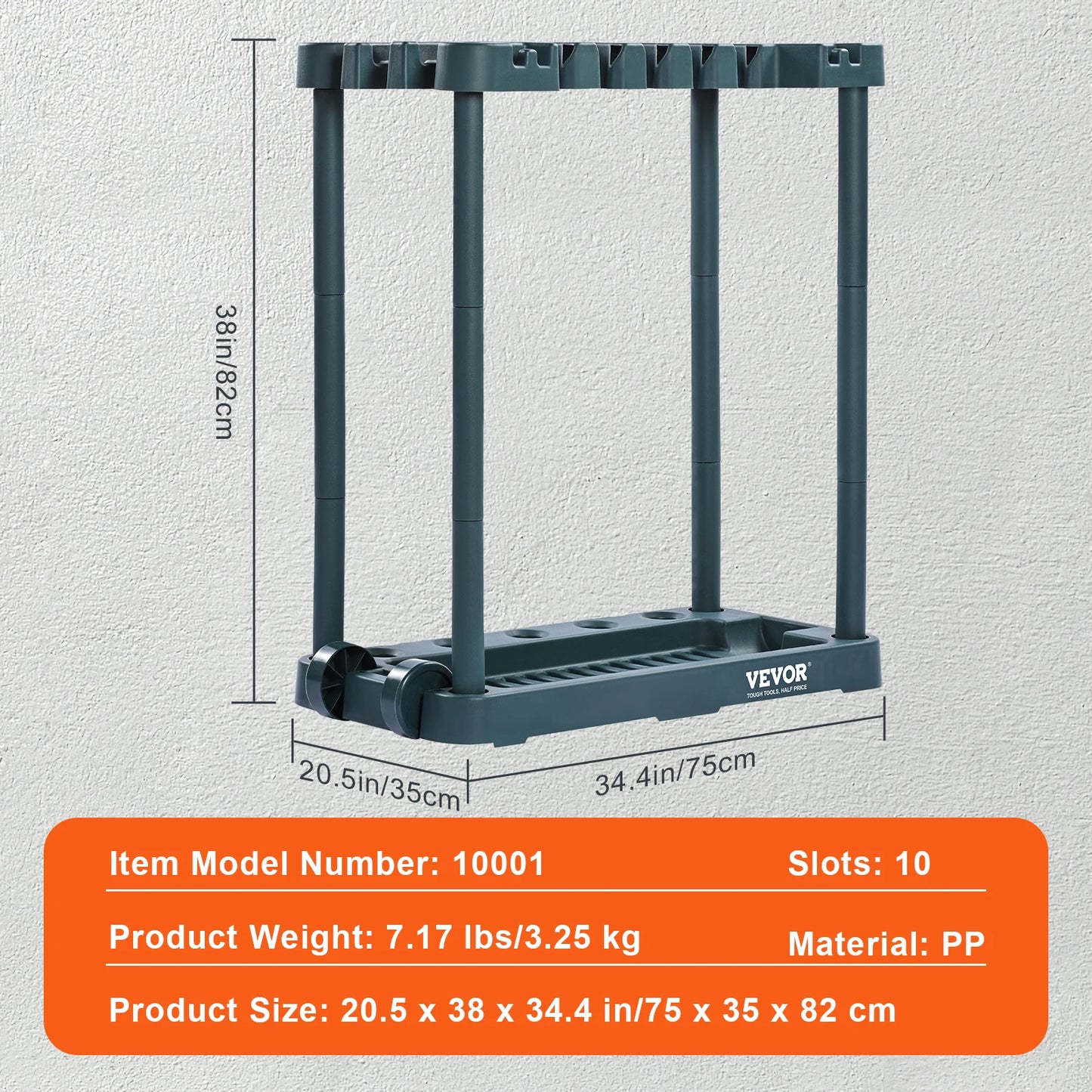 SucceBuy 10 Slots Garden Tool Tower Rack Garage Storage Organizer