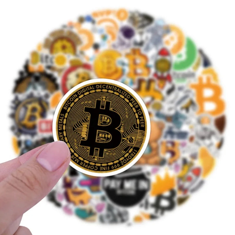 Cartoon Bitcoin Crypto Vinyl Decal Sticker Pack For Gadgets