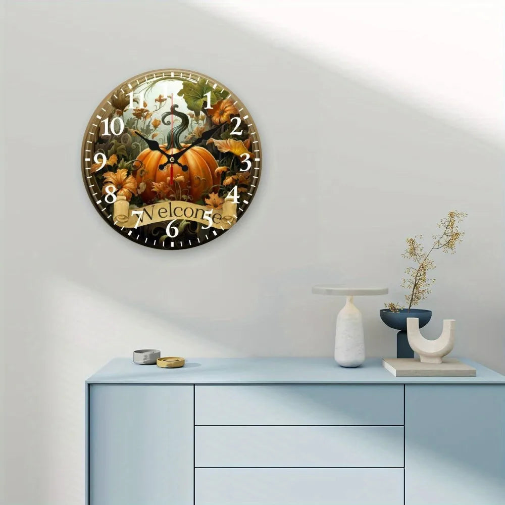 YTYIN Round Welcome Slogan Wall Clock With Silent Quartz Movement