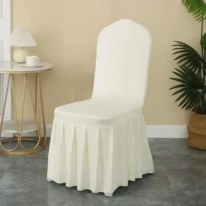 Elastic Pleated Spandex Chair Covers For Hotel Banquet Weddings