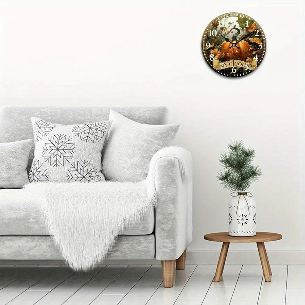 YTYIN Round Welcome Slogan Wall Clock With Silent Quartz Movement