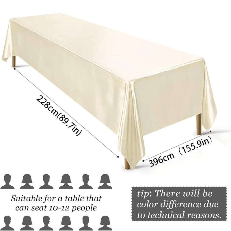 Large Rectangle Satin Tablecloth Waterproof Polyester Dining Cover