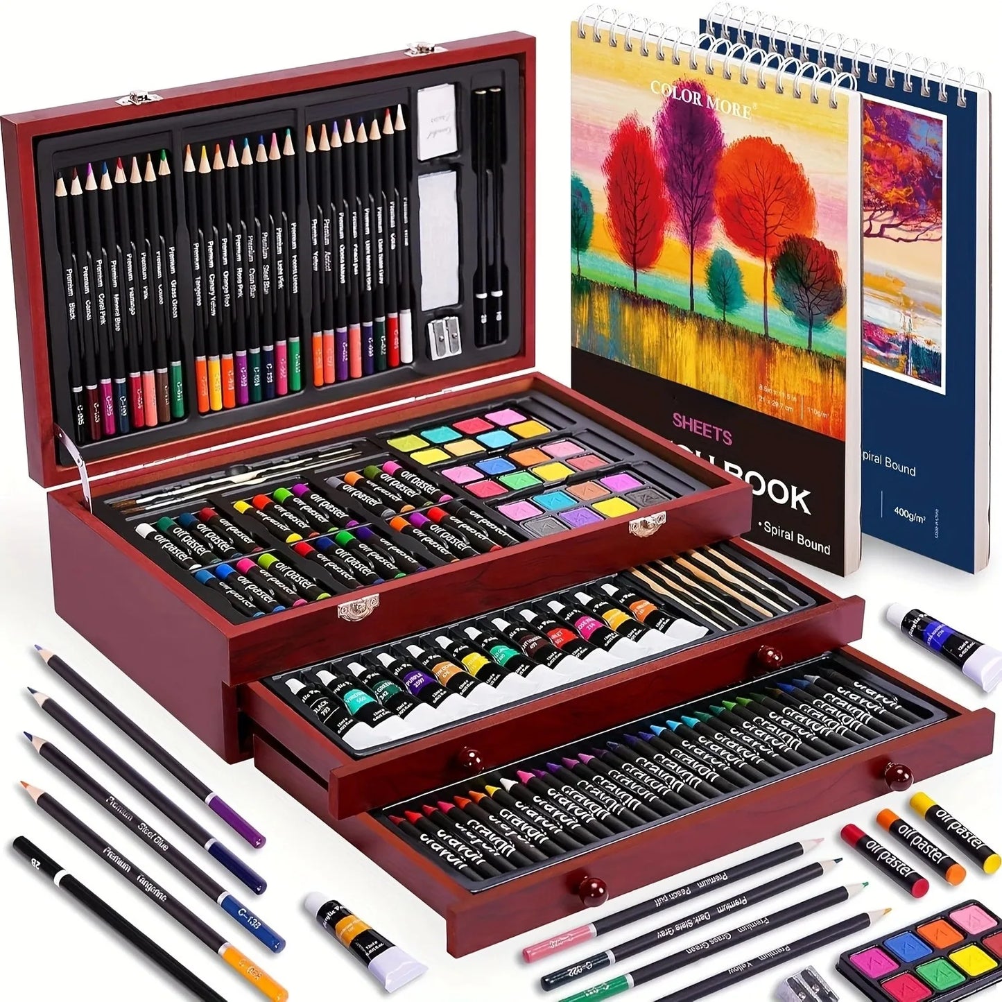146 Piece Professional Art Set Featuring Crayons Watercolors And Pastels