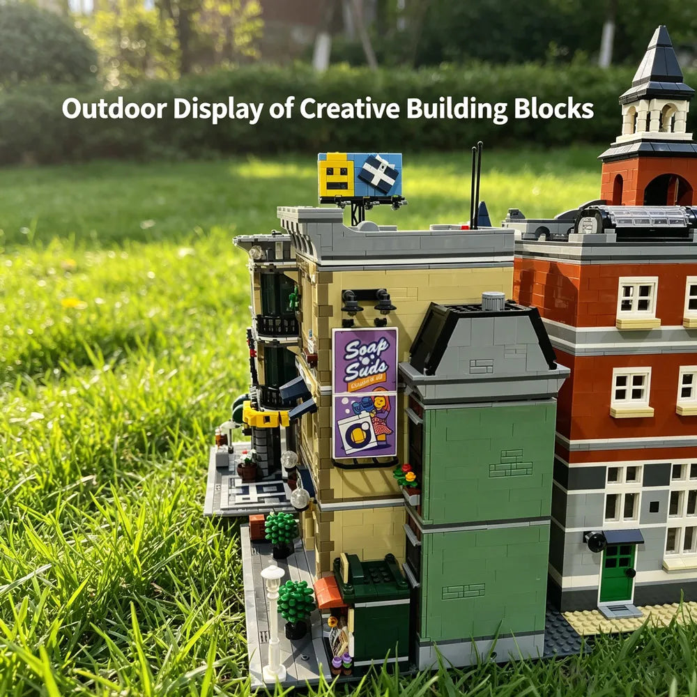Grand Emporium City House Street View Building Blocks Set With Police Station And Town Hall Models For Display