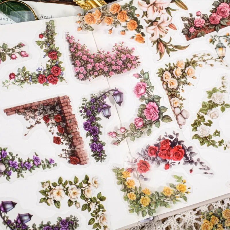 Flower PET Stickers For DIY Scrapbooking And Junk Journal Decor