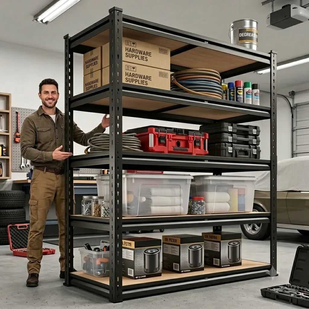 Adjustable Five Tier Metal Utility Shelving Rack For Garage Storage