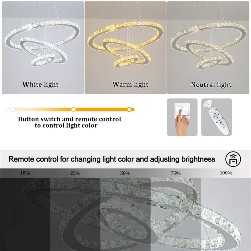 GreeLustr Modern Crystal Dining Room Ceiling Light Fixture