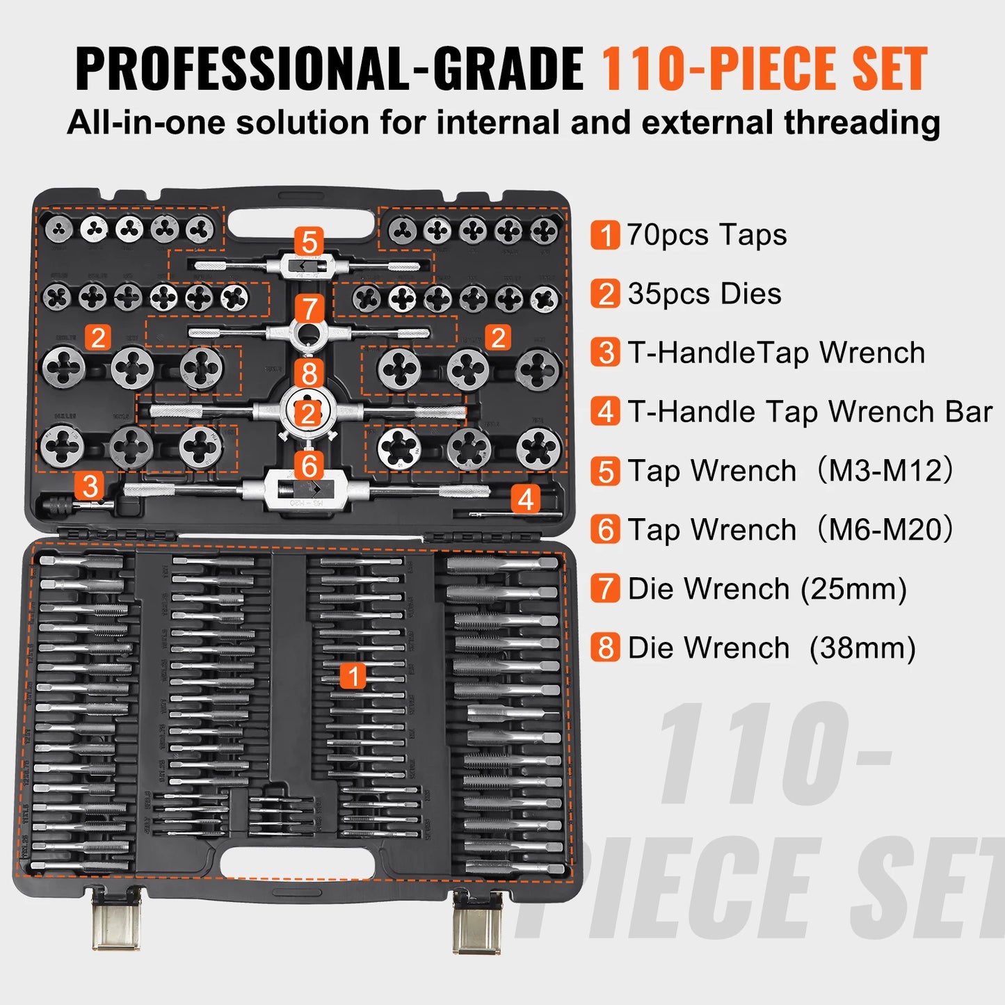 SucceBuy Bearing Steel Tap And Die Set Threading Kit