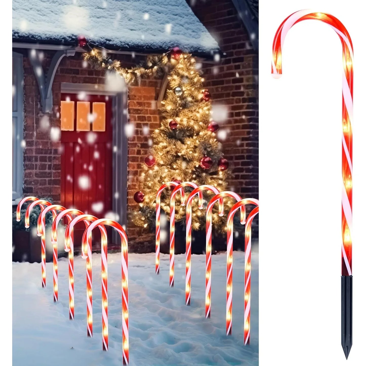 Joyfy Set Of Twelve Pre Lit Candy Cane Pathway Lights