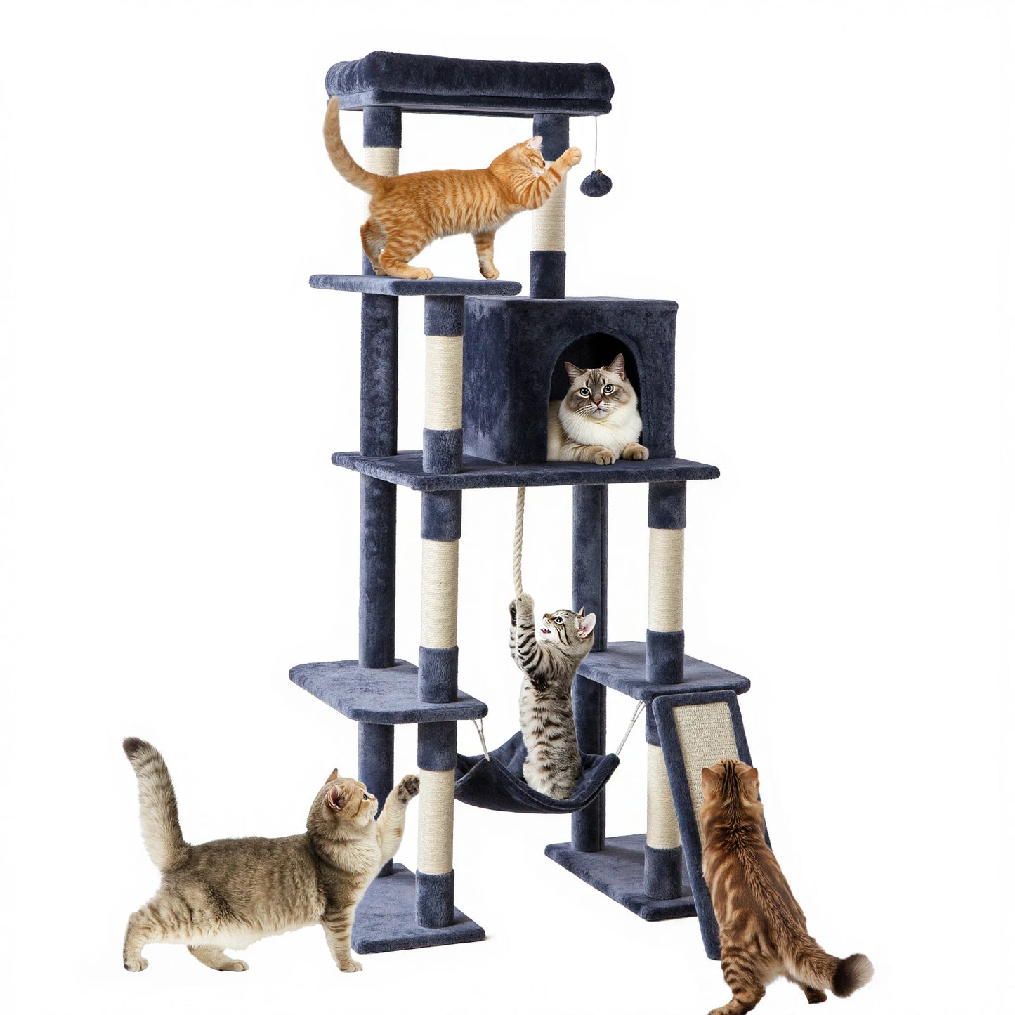 Jhk Premium Cat Tree Featuring Natural Sisal Scratching Posts