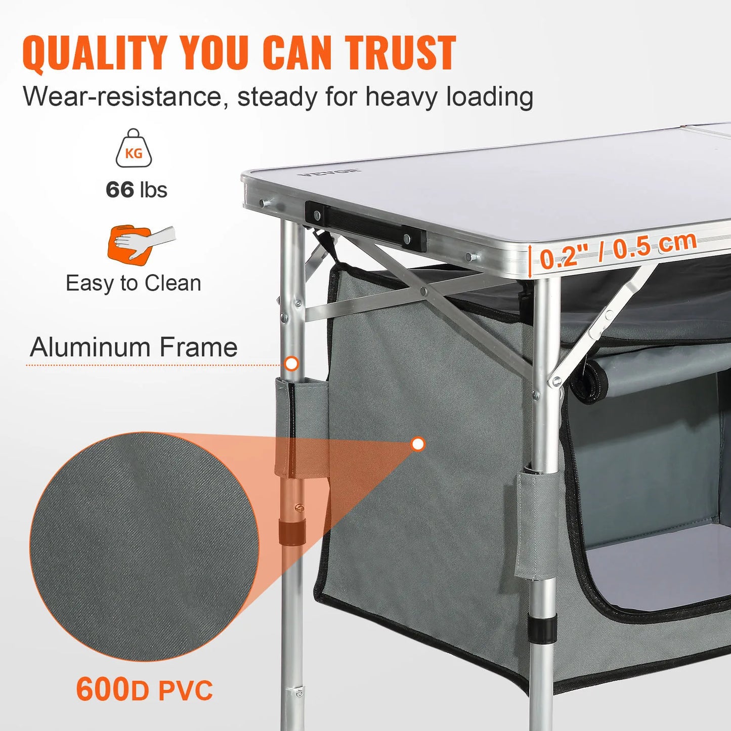VEVOR Portable Folding Camping Kitchen Table For Outdoor Picnics