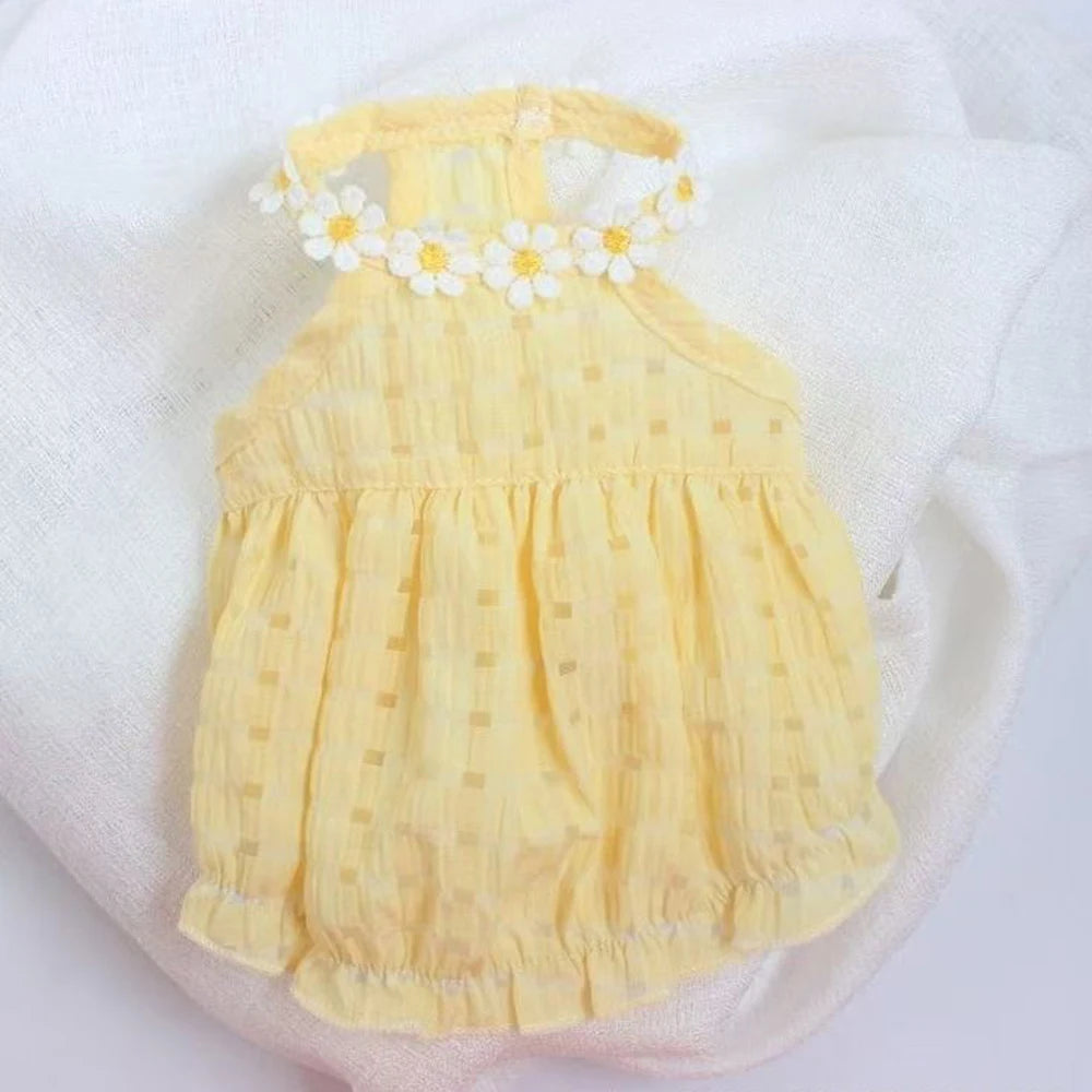Breathable Floral Collar Pet Dress For Small Dogs And Puppies