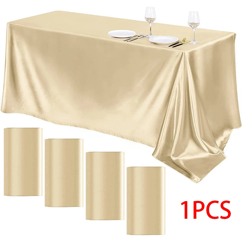Large Rectangle Satin Tablecloth Waterproof Polyester Dining Cover