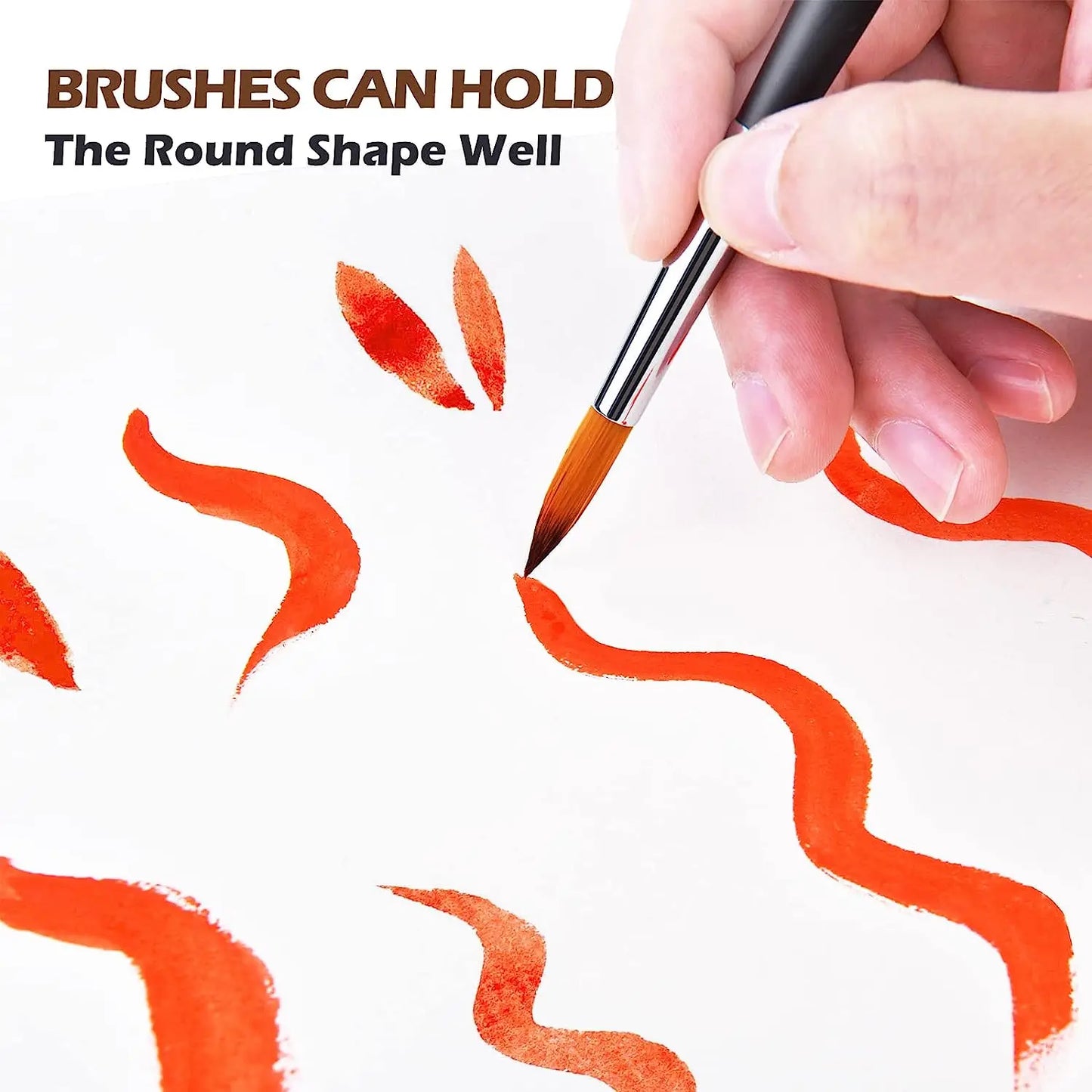 Professional Round Watercolor Paint Brushes Wood Handle Nylon Bristles