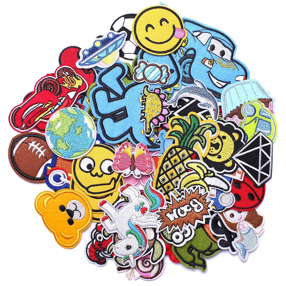 30Pcs Random Style Embroidery Iron On Patches For Clothing Repair