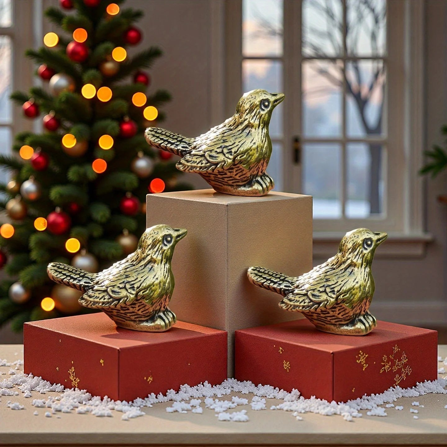 Brass Sparrow Desktop Figurine For Tea Pet Home Decoration Gift