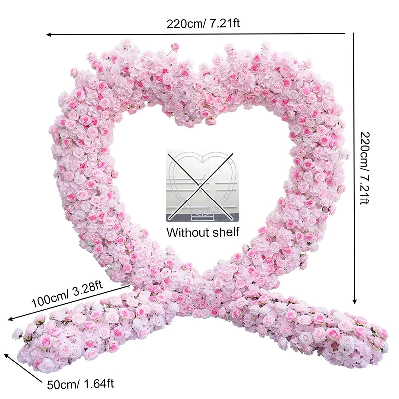 Angela Flower 5D Artificial Rose Heart Stand Wedding Backdrop