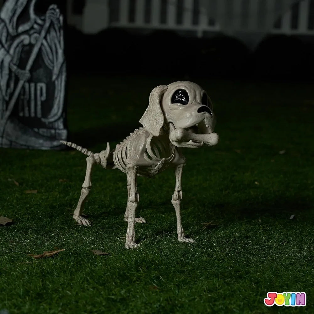 Full Body Posable Dog Skeleton For Halloween Graveyard Decoration