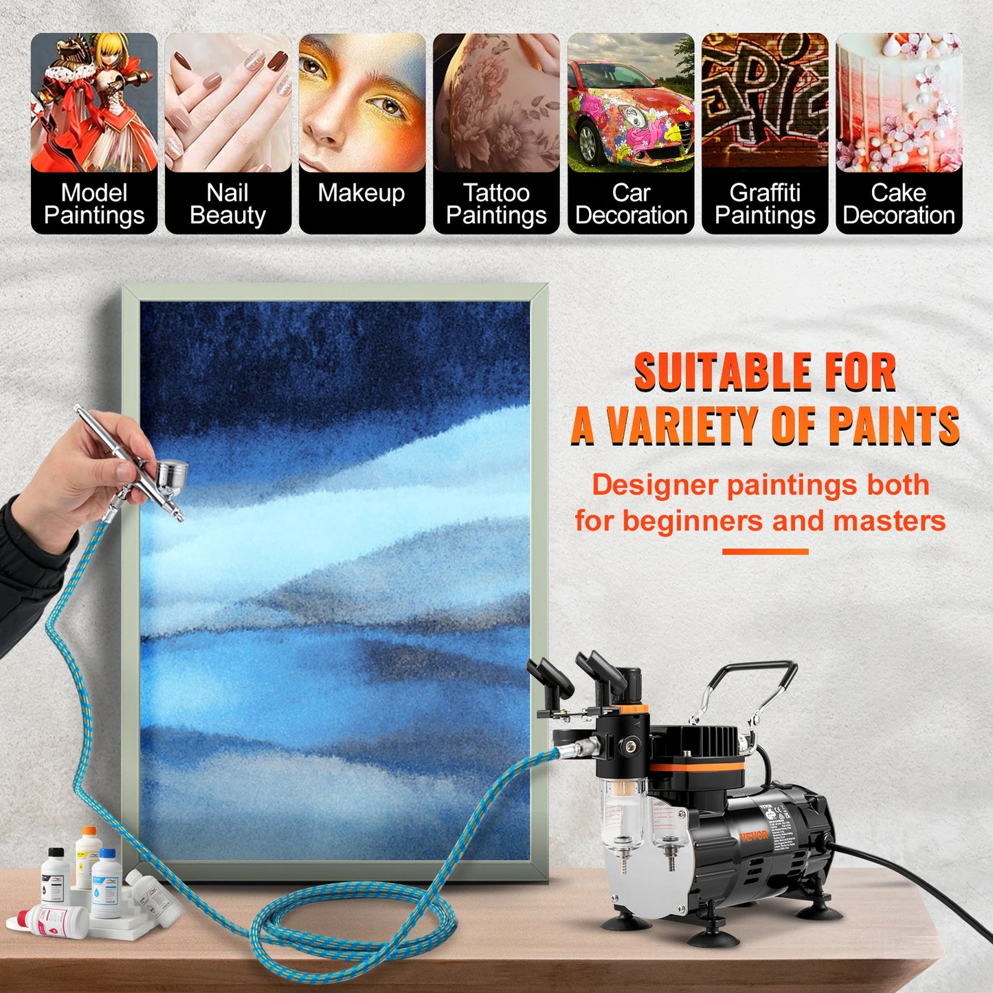 Succebuy Professional Dual Action Airbrush 120W Electric Spray Gun