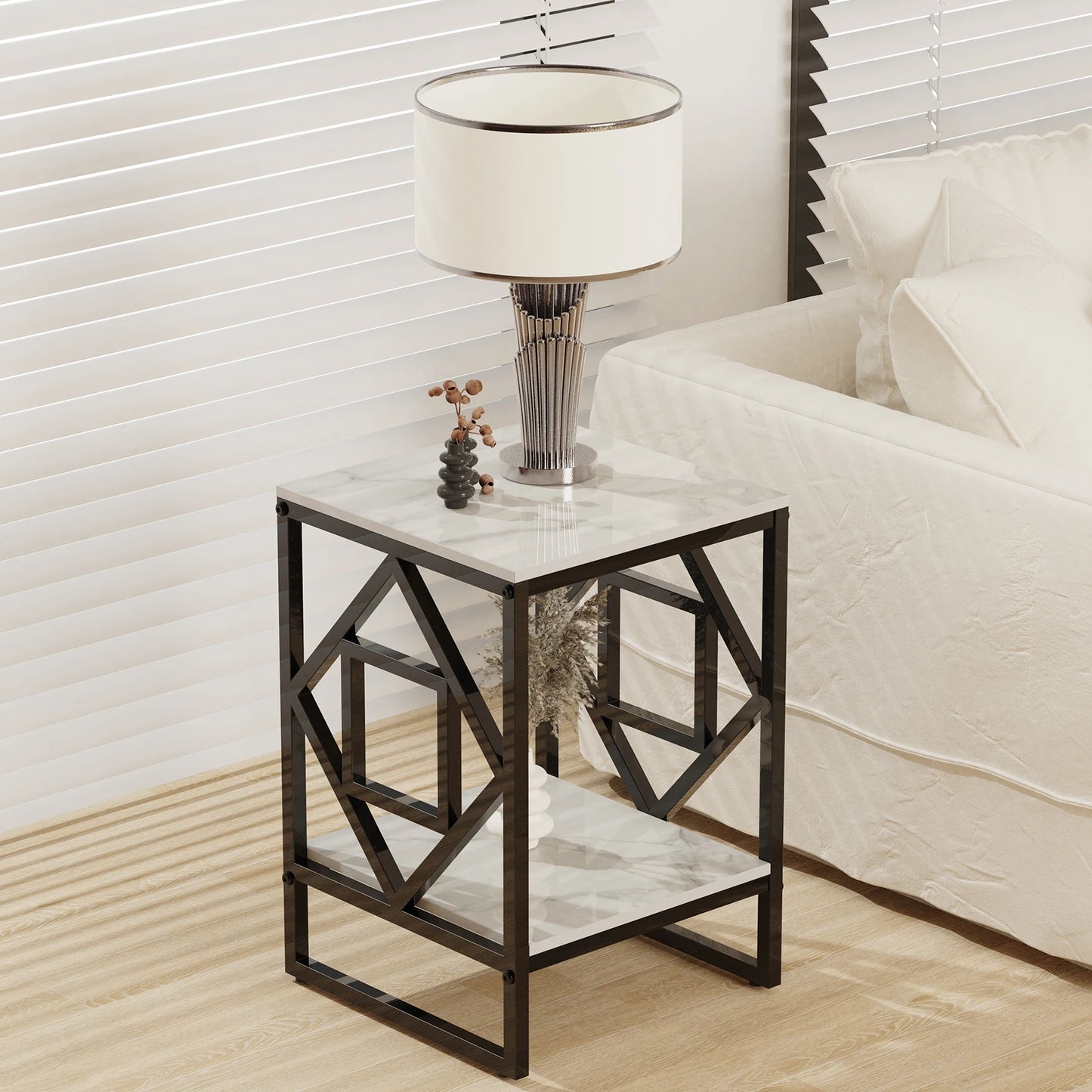 Modern Marble Top Side Table End Table For Living Room